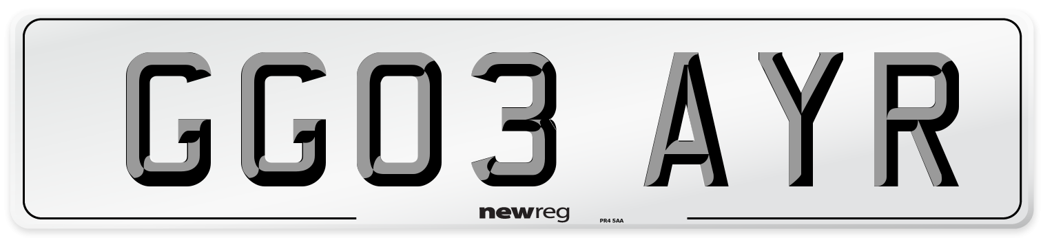 GG03 AYR Number Plate from New Reg